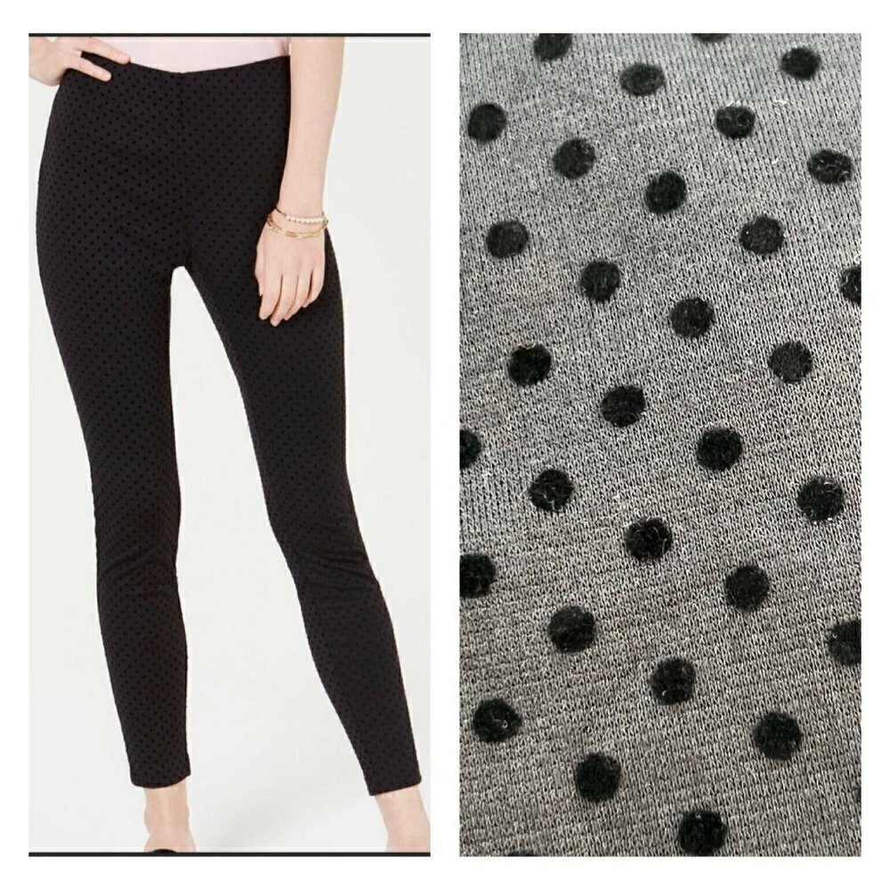 Anthropologie polka Dot black leggings XSMALL high rise NWT